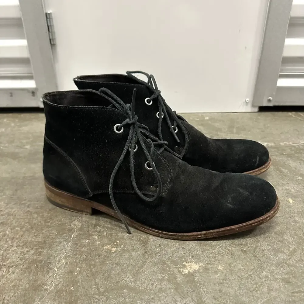 John Varvatos USA Hipster Suede Chukka Boots Black Leather Mens 12M F2281Q2B